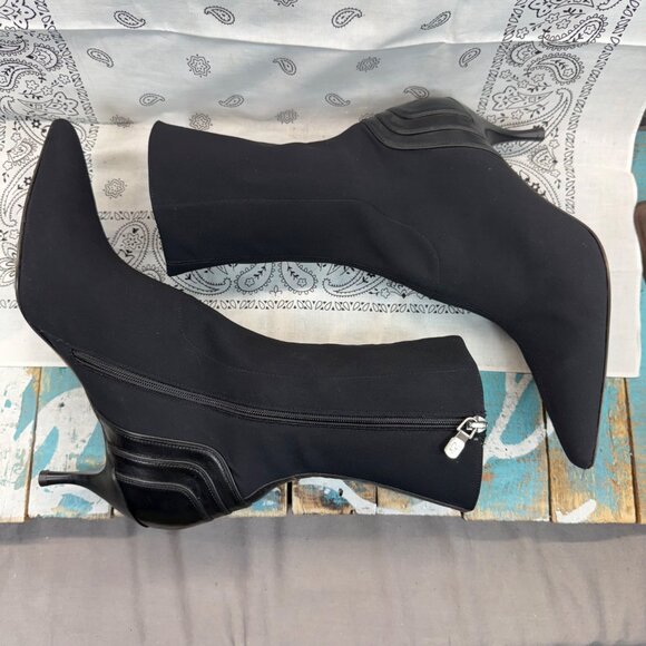 DONALD J. PLINER Black Leather & Textile Detail Mid-Calf/Ankle Boots Womans 8.5M - Picture 6 of 12